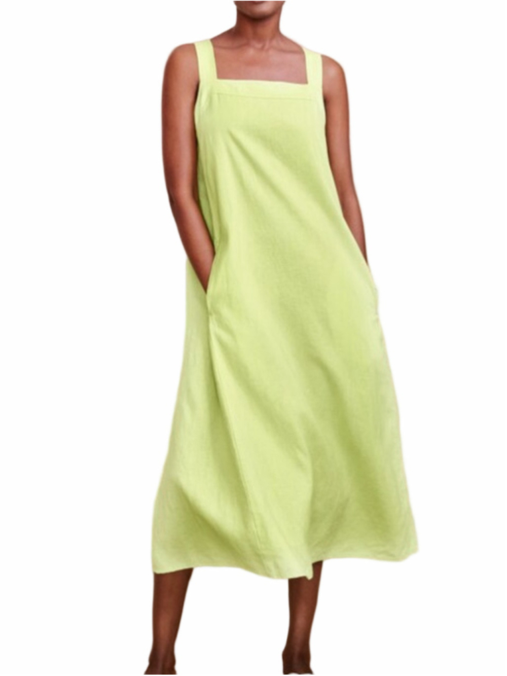 EILEEN FISHER organic linen coastal quiet luxury minimalist midi shift dress 1X